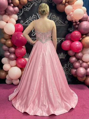 Satin Spaghetti Straps Sweetheart Pleated A Line Prom Dresses