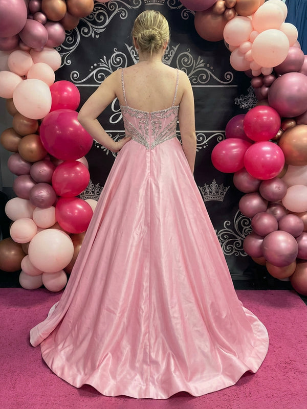 Satin Spaghetti Straps Sweetheart Pleated A Line Prom Dresses
