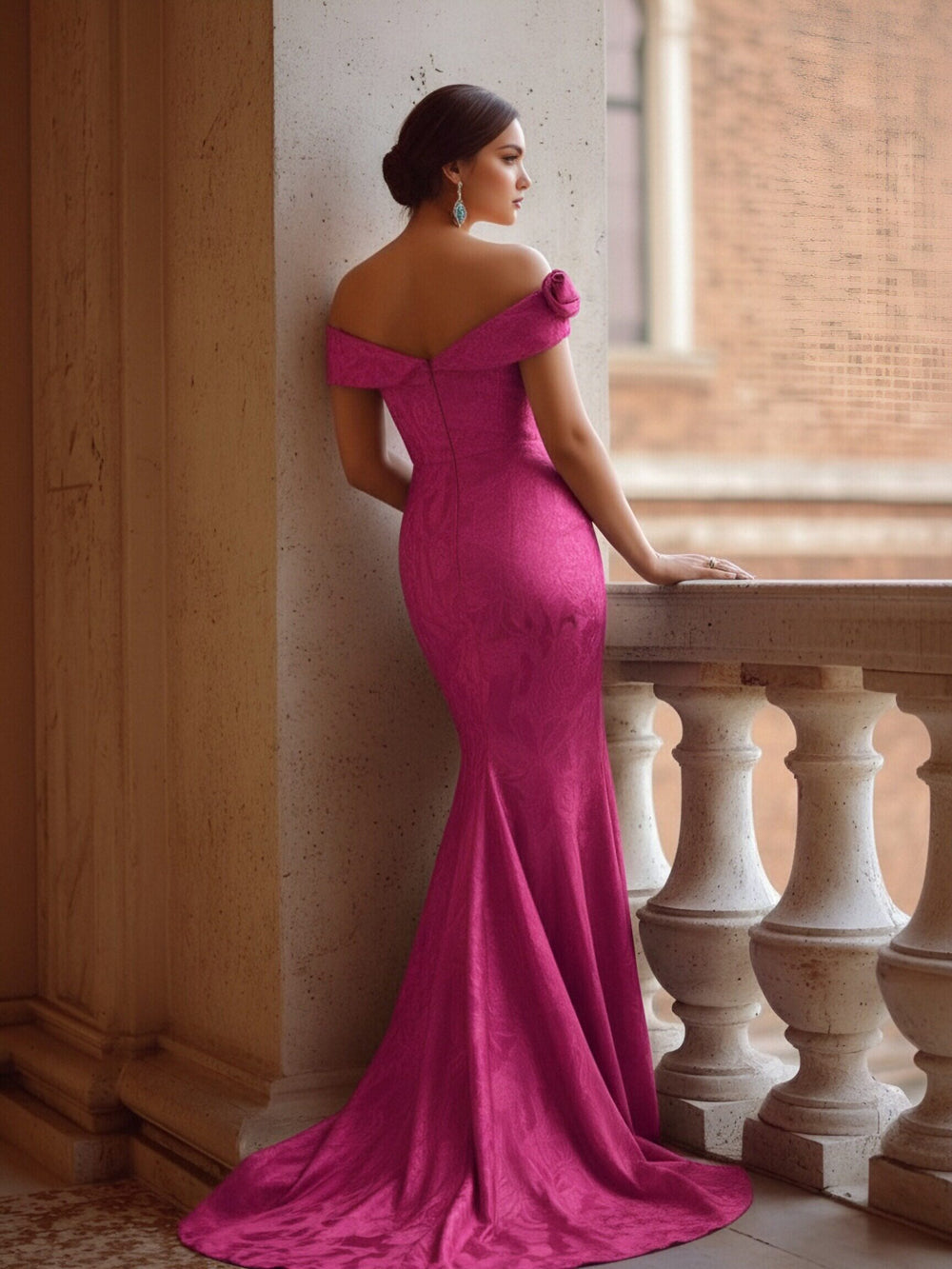 Floral Off the Shoulder Corset Ruffles Formal Dresses