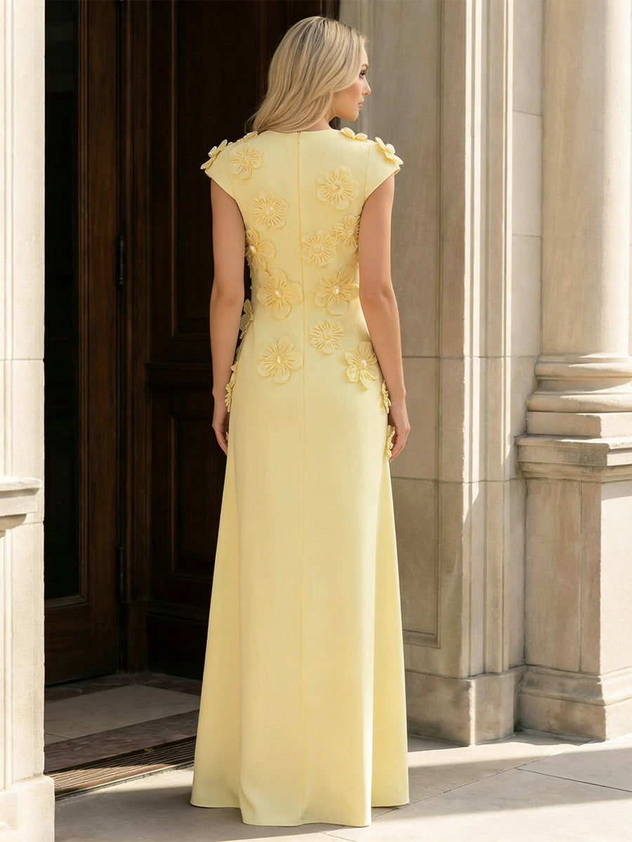 Satin A Line Scoop Neck Floor Length Formal Dresses