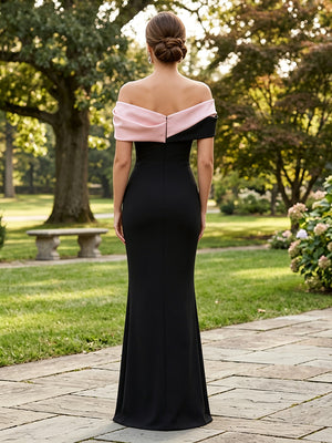 Satin Mermaid Off the Shoulder Layered Formal Dresses