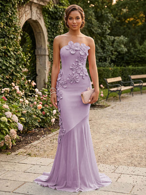 Satin Mermaid Strapless Corset Formal Dresses