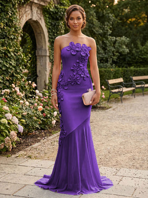 Satin Mermaid Strapless Corset Formal Dresses