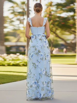 Tulle A Line V Neck Pleats Formal Dresses