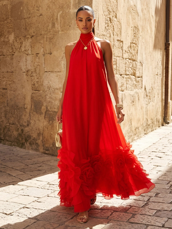 Chiffon A Line Scoop Neck Ruffles Formal Dresses