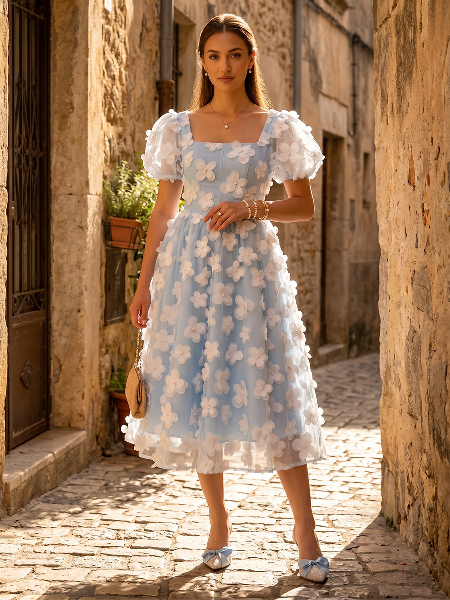 Tulle A Line Square Neck Pleats Formal Dresses