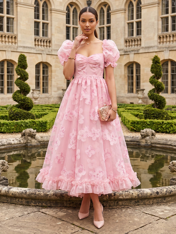 Tulle A Line Sweetheart Ruffles Formal Dresses
