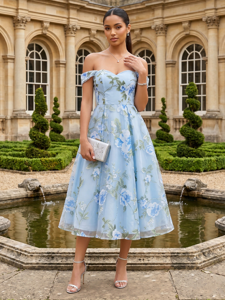 Tulle A Line Off the Shoulder Pleats Formal Dresses