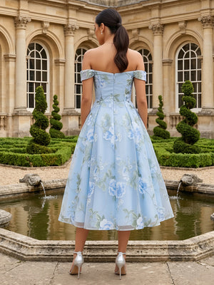 Tulle A Line Off the Shoulder Pleats Formal Dresses