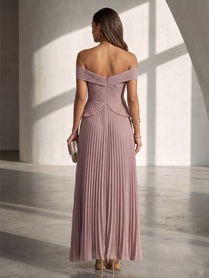 Chiffon A Line Off the Shoulder Ruffles Formal Dresses