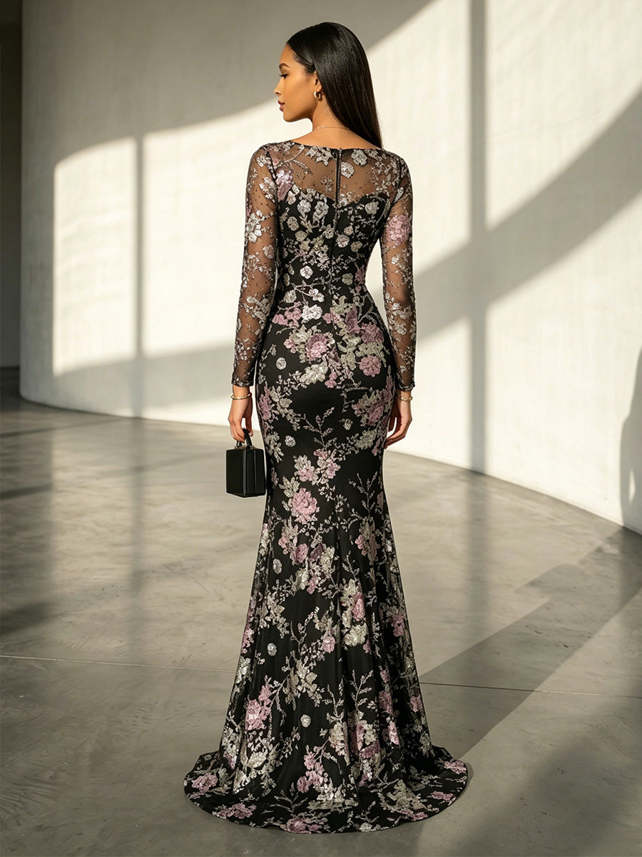 Tulle Mermaid Scoop Neck Corset Evening Dresses