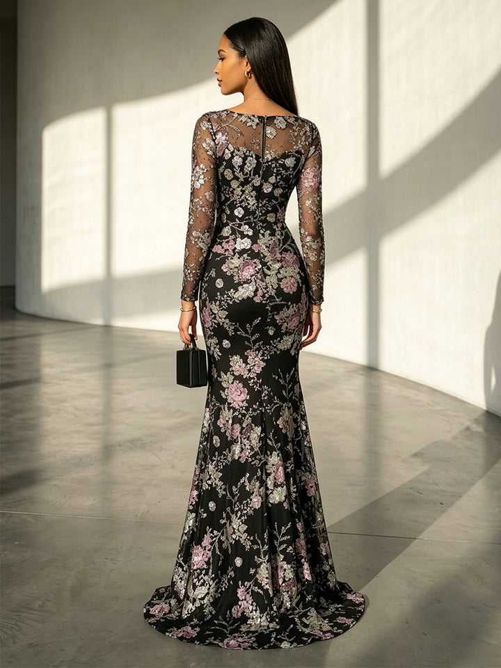 Tulle Mermaid Scoop Neck Corset Evening Dresses