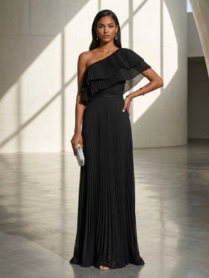 Chiffon Mermaid One Shoulder Ruffles Formal Dresses