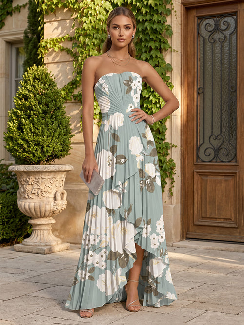Chiffon A Line Sweetheart Pleats Ruffles Formal Dresses