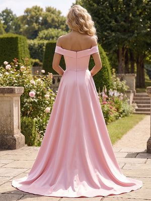Satin Mermaid Off the Shoulder Corset Ruffles Evening Dresses