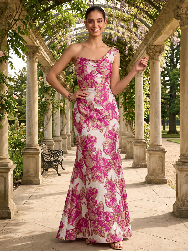 Jacquard Mermaid One Shoulder Simple Corset Evening Dresses