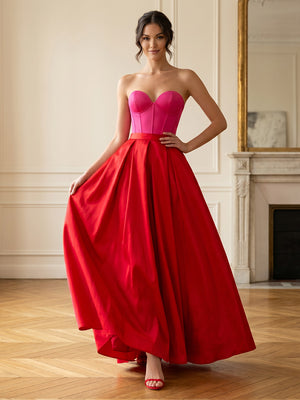 Chiffon A Line Sweetheart Pleats Corset Formal Dresses