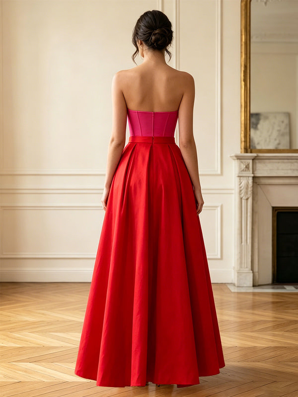 Chiffon A Line Sweetheart Pleats Corset Formal Dresses