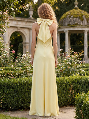 Satin A Line Criss Cross Corset Simple Formal Dresses