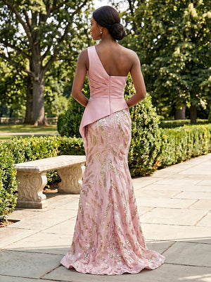 Satin A Line One Shoulder Ruched Bow Evening Dresses
