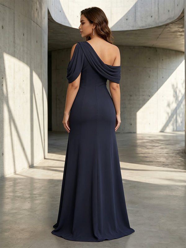 Chiffon Mermaid One Shoulder Ruched Corset Formal Dresses for Women