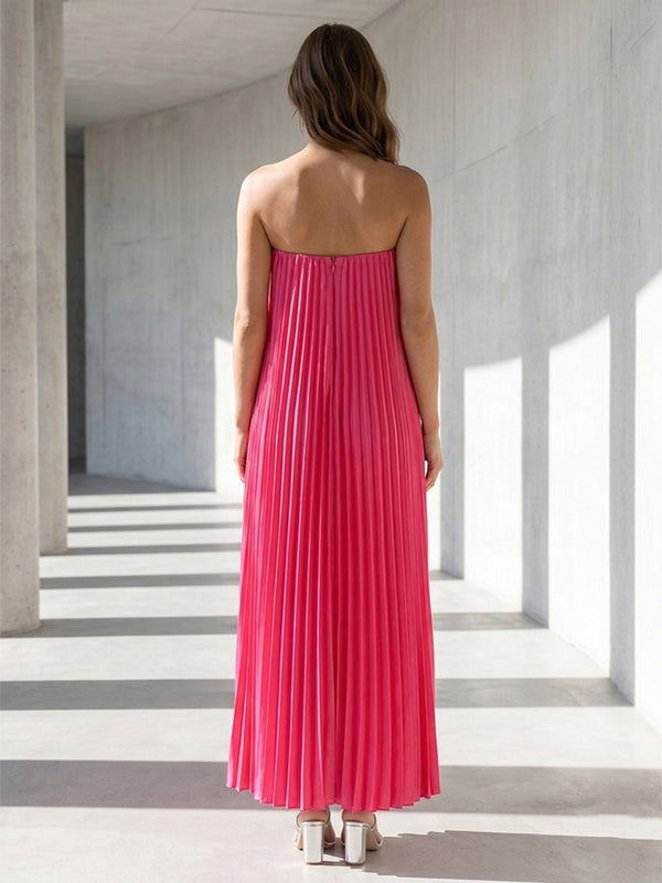 Chiffon A Line Strapless Pleats Simple Formal Dresses