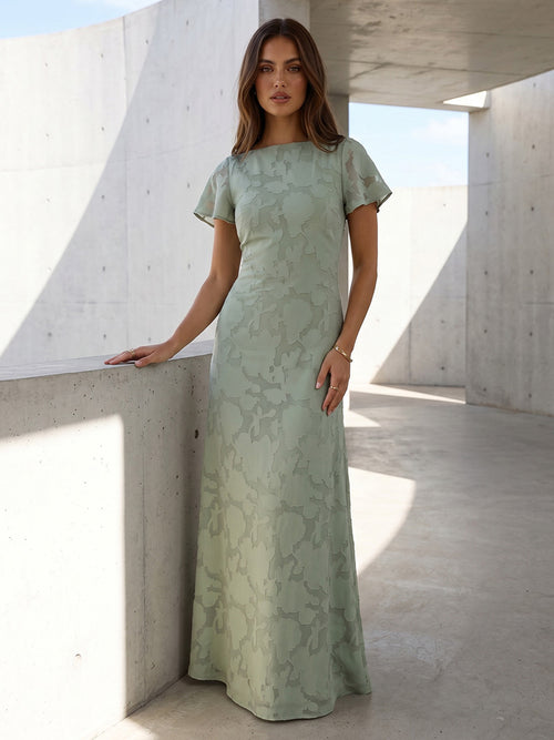 Chiffon Mermaid Scoop Neck Simple High Waist Formal Dresses
