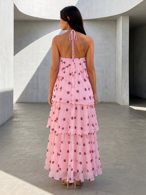 Chiffon A Line Halter Layered Ruffles Formal Dresses
