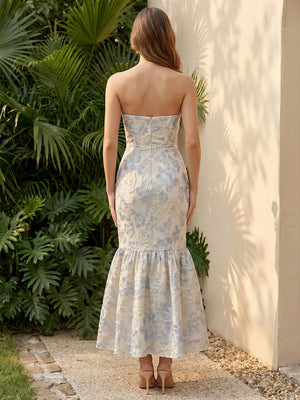 Jacquard Mermaid Sweetheart Ruffles Corset Formal Dresses