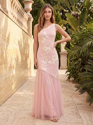 Tulle Mermaid One Shoulder Ruched Corset Formal Dresses