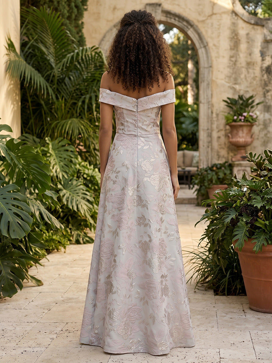 Jacquard A Line Off the Shoulder Ruched Corset Evening Dresses