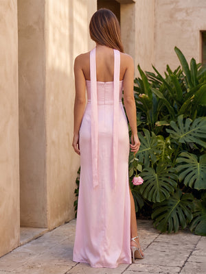 Satin Mermaid Sweetheart Scarf Corset Formal Dresses with Slit