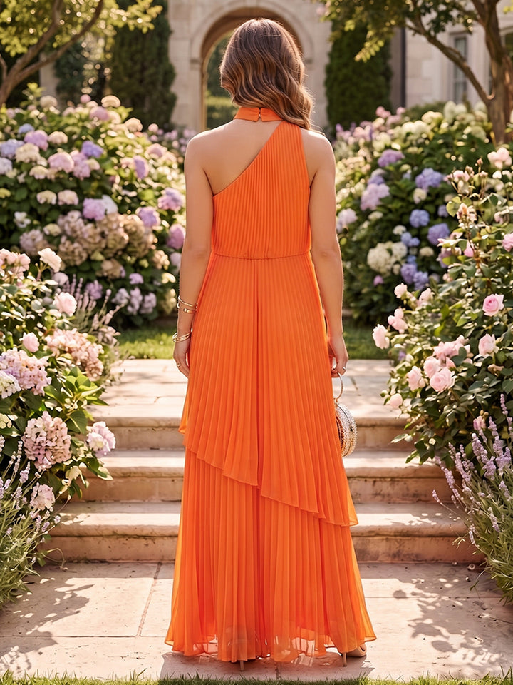 Chiffon A Line Halter Pleats Formal Dresses