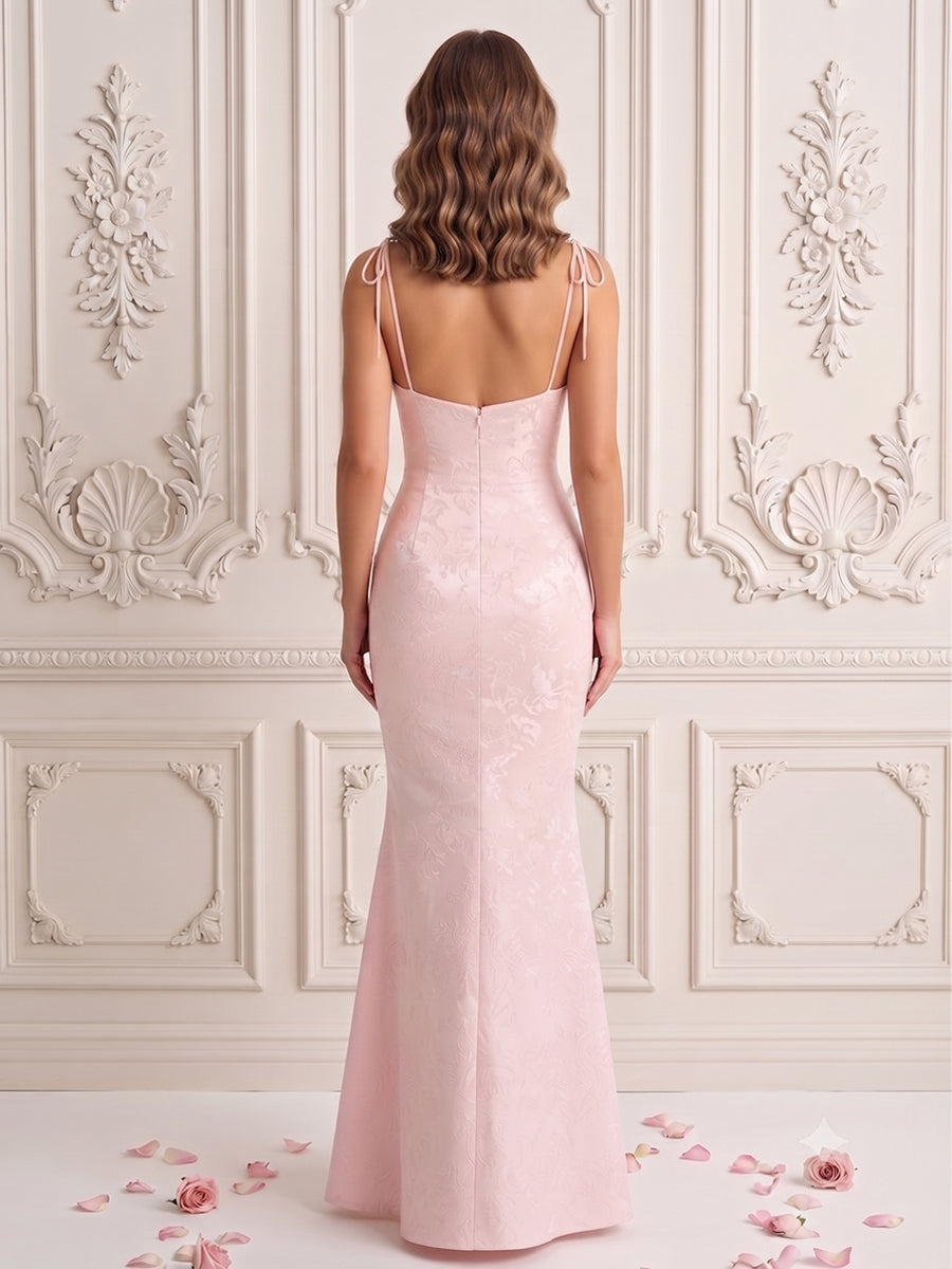 Jacquard Mermaid Spaghetti Straps Simple Formal Dresses
