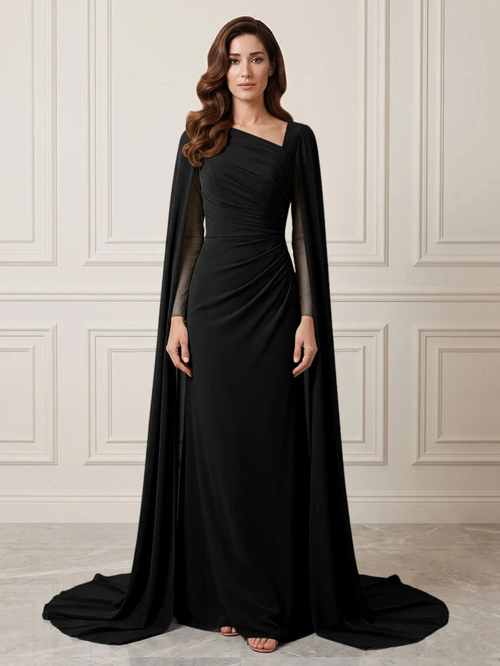 Chiffon Sheath One Shoulder Ruched Waist Formal Dresses