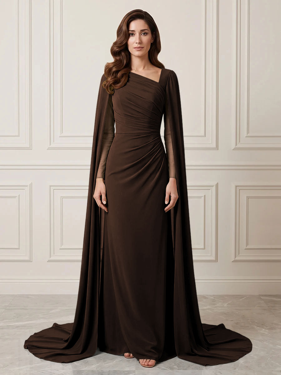 Chiffon Sheath One Shoulder Ruched Waist Formal Dresses