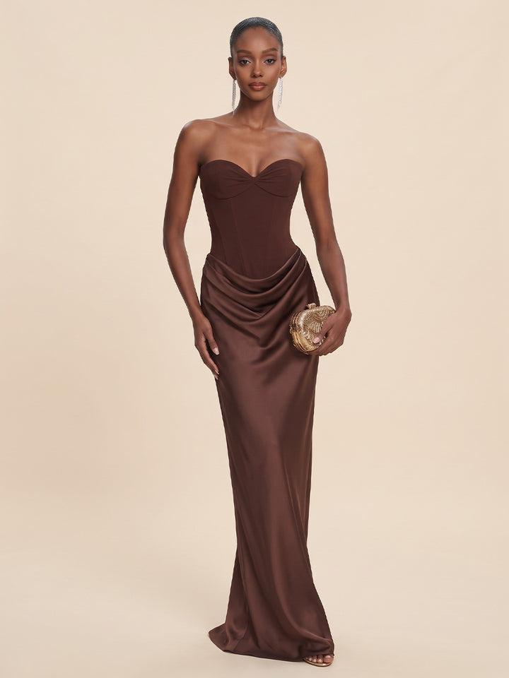 Satin Mermaid Sweetheart Floor Length Corset Formal Dresses
