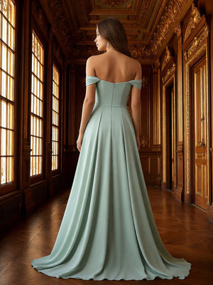 Off the Shoulder Sweetheart A Line Chiffon Bridesmaid Dresses