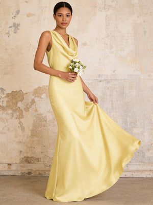 Satin Cowl Neck Mermaid Maxi Bridesmaid Dresses