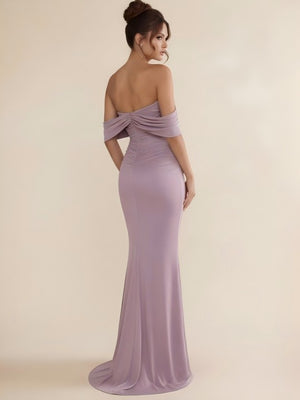 Mermaid Pleated One Shoulder Chiffon Wedding Guest Dresses