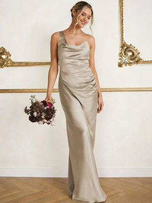 Satin Spaghetti Straps Maxi Mermaid Bridesmaid Dresses
