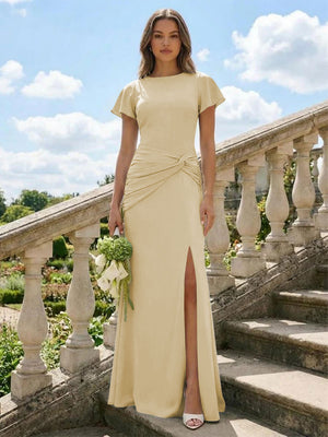 Jersey Simple Scoop Neck Long Formal Dresses