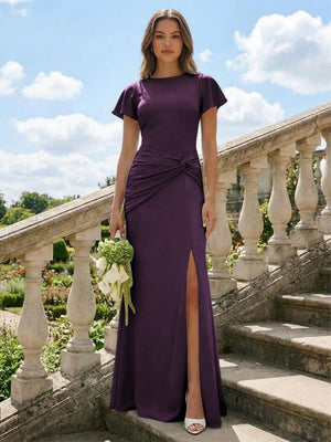 Jersey Simple Scoop Neck Long Formal Dresses