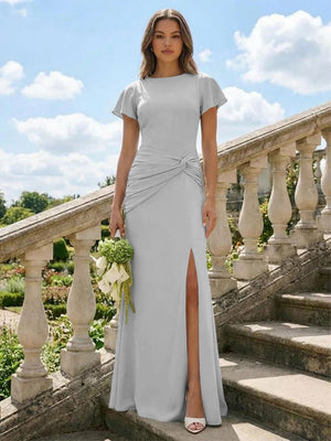 Jersey Simple Scoop Neck Long Formal Dresses