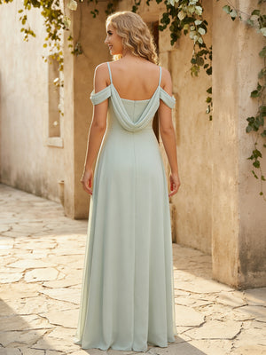 Chiffon Off the Shoulder V Neck Bridesmaid Dresses