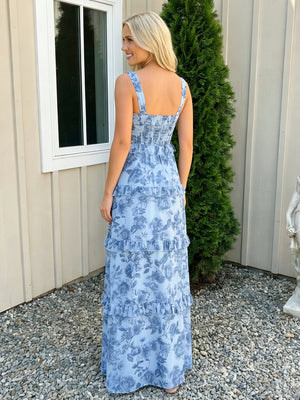 Chiffon Ruffled Sweetheart Maxi Long Wedding Guest Dresses with Floral