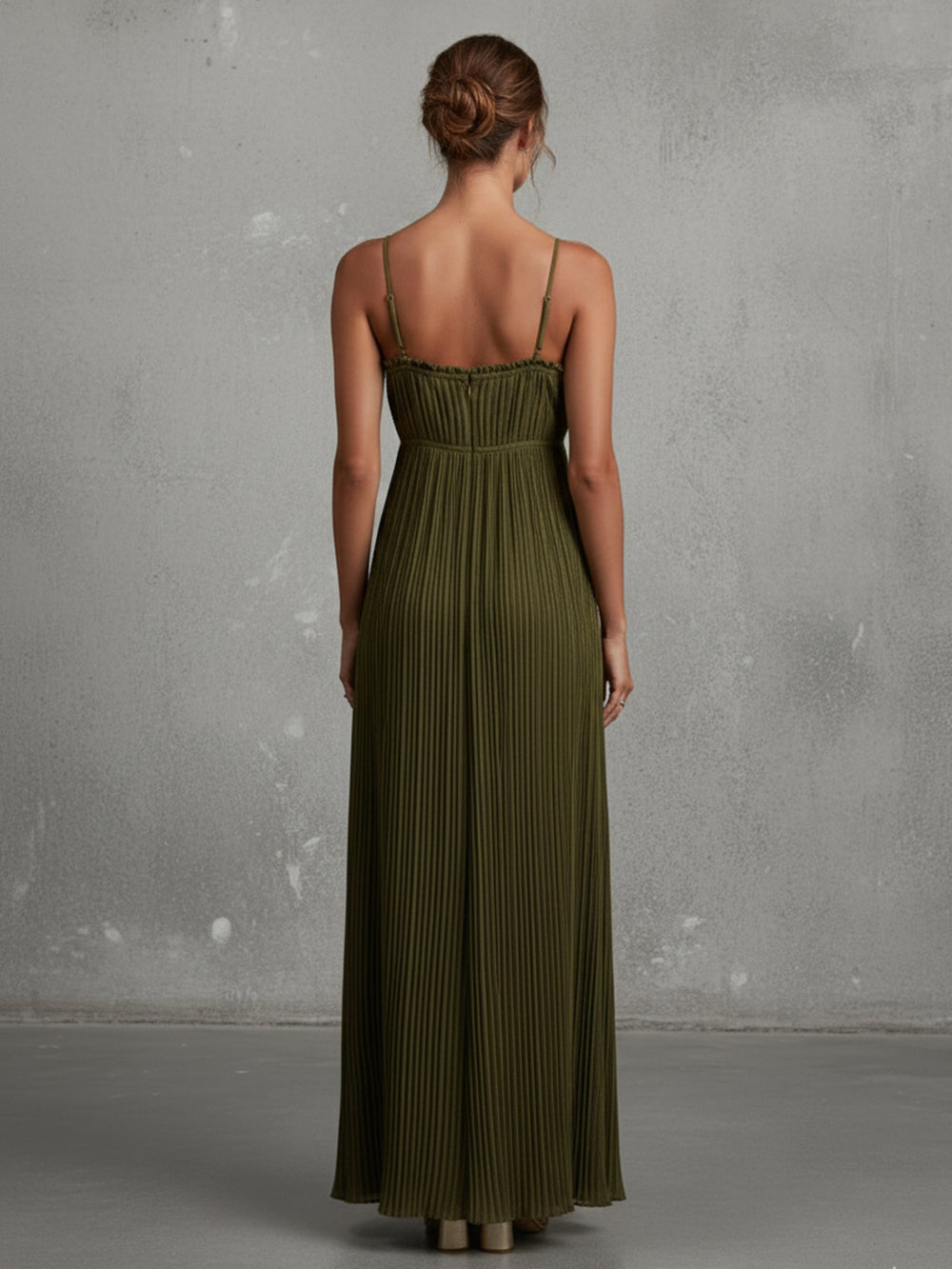 Spaghetti Straps Pleated Strapless Satin A Line Bridesmaid Dresses