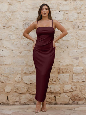 Satin Spaghetti Straps Strapless Sleeveless Bridesmaid Dresses