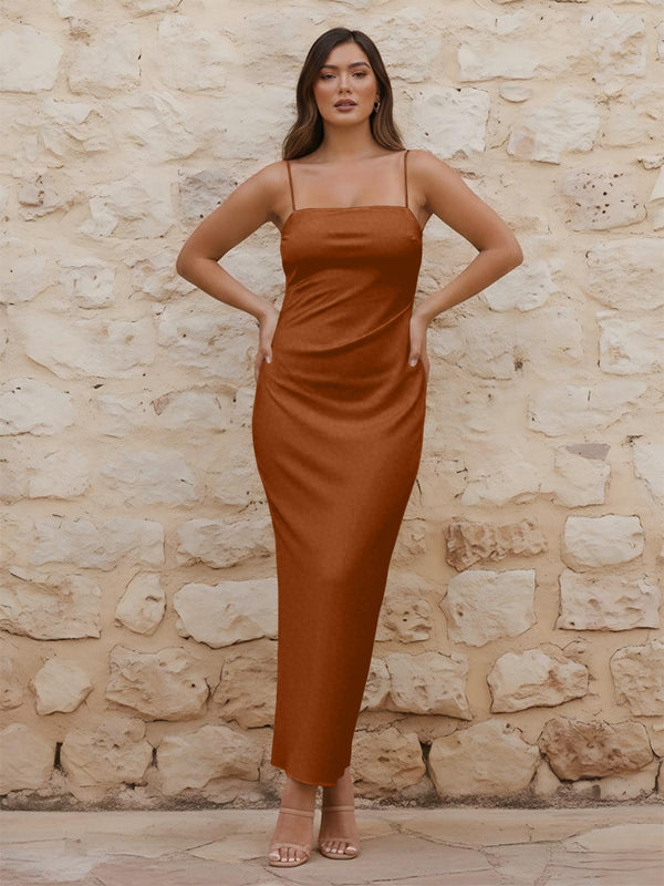 Satin Spaghetti Straps Strapless Sleeveless Bridesmaid Dresses