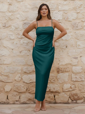 Satin Spaghetti Straps Strapless Sleeveless Bridesmaid Dresses